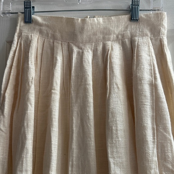 Vintage 1980s Sakowitz Elegant Cream Pleated Midi Skirt High Rise Cottagecore - Picture 2 of 7